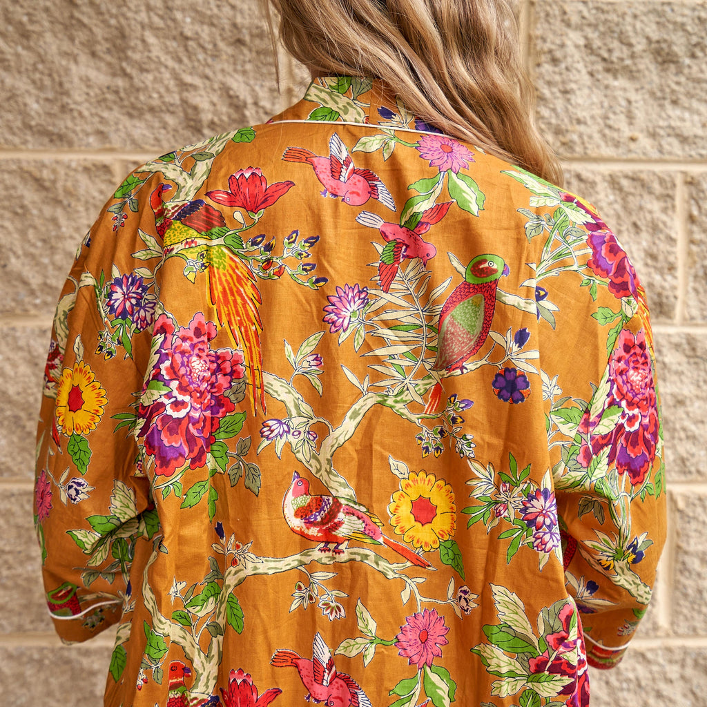 'Vibrant Flora' 100% Cotton Kimono Robe