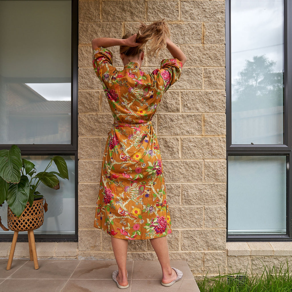 'Vibrant Flora' 100% Cotton Kimono Robe