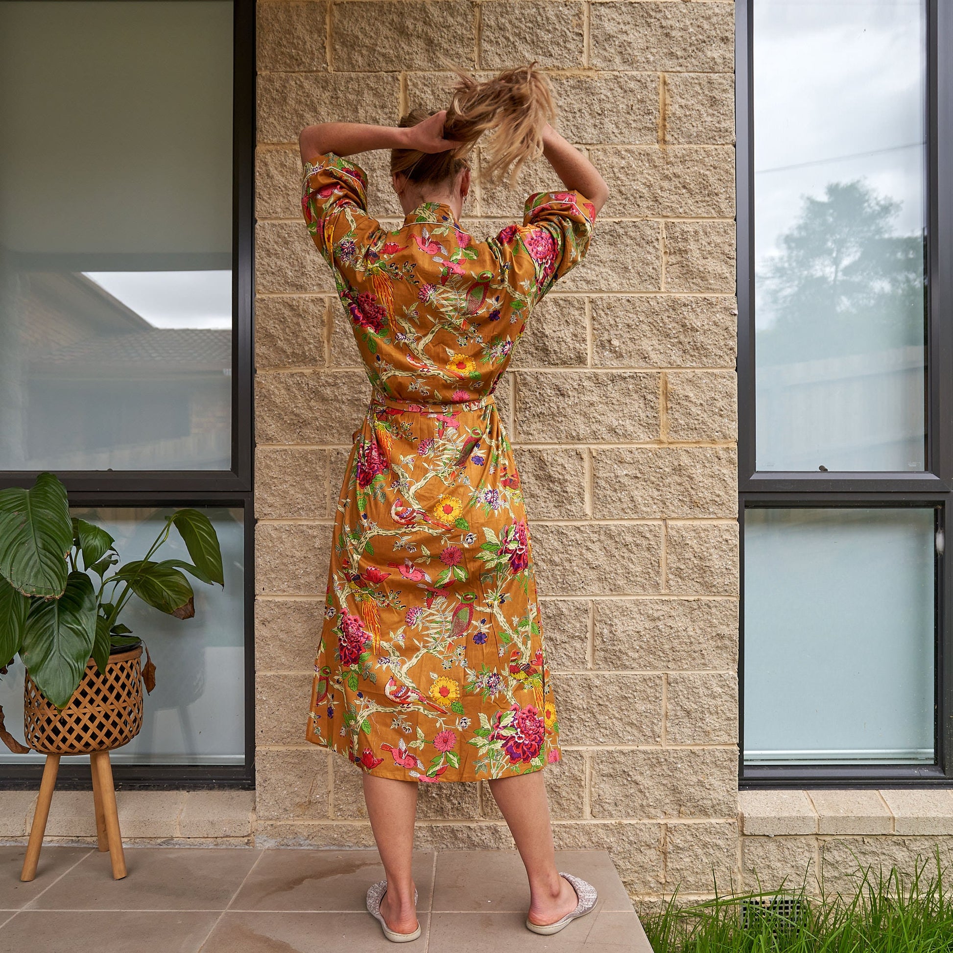 'Vibrant Flora' 100% Cotton Kimono Robe