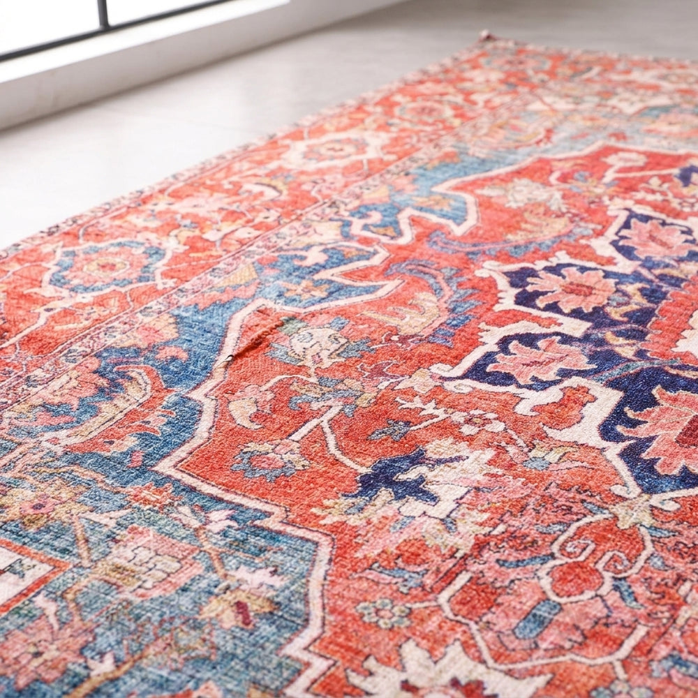 Soft vintage Persian medallion rug adding timeless boho charm to any interior