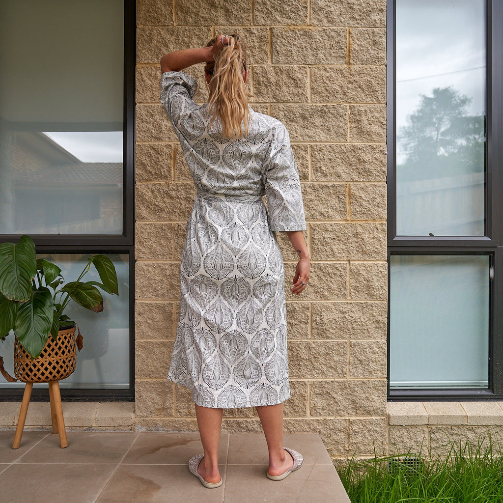 'Island Breeze' 100% Cotton Kimono Robe