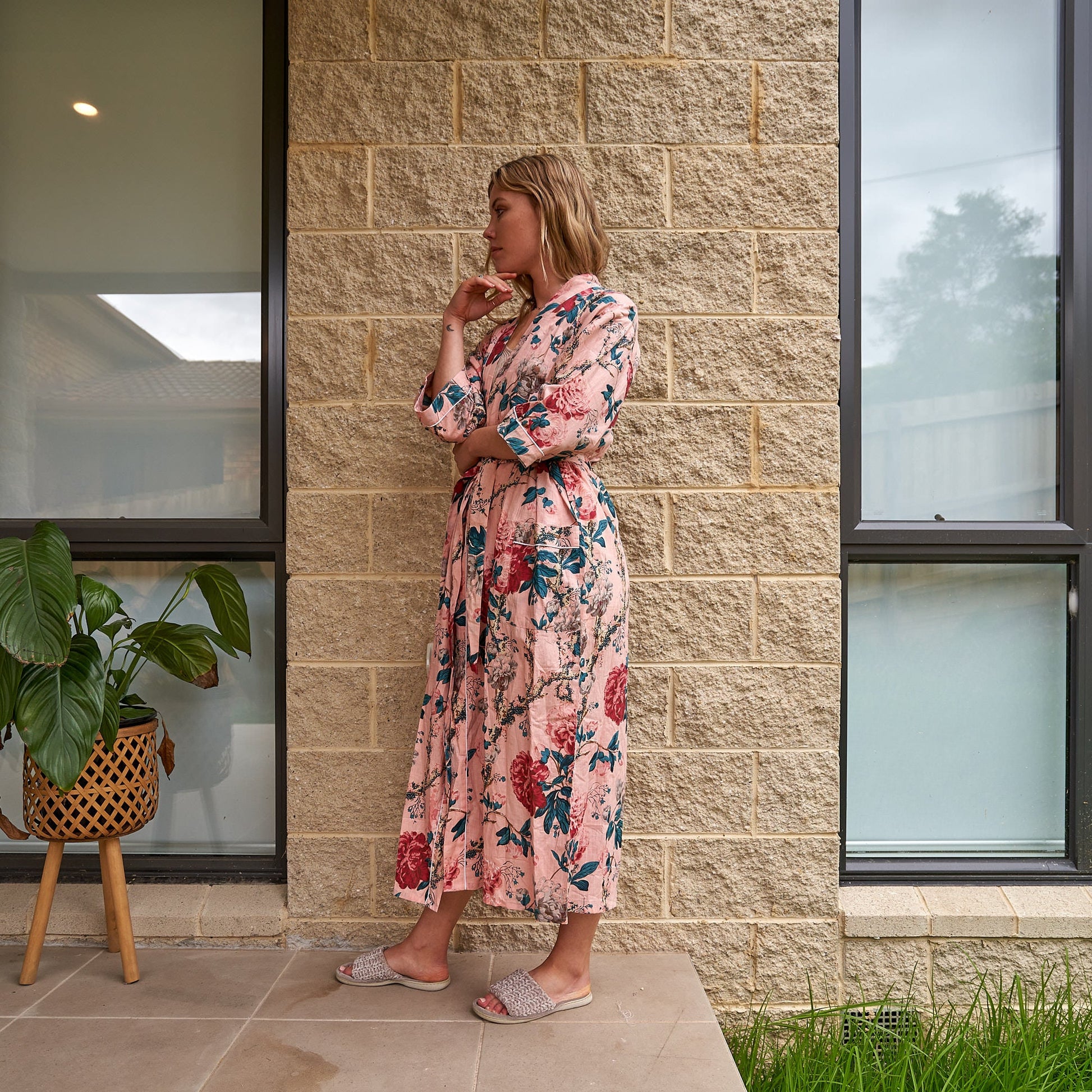 'Blissful Bouquet' 100% Cotton Kimono Robe