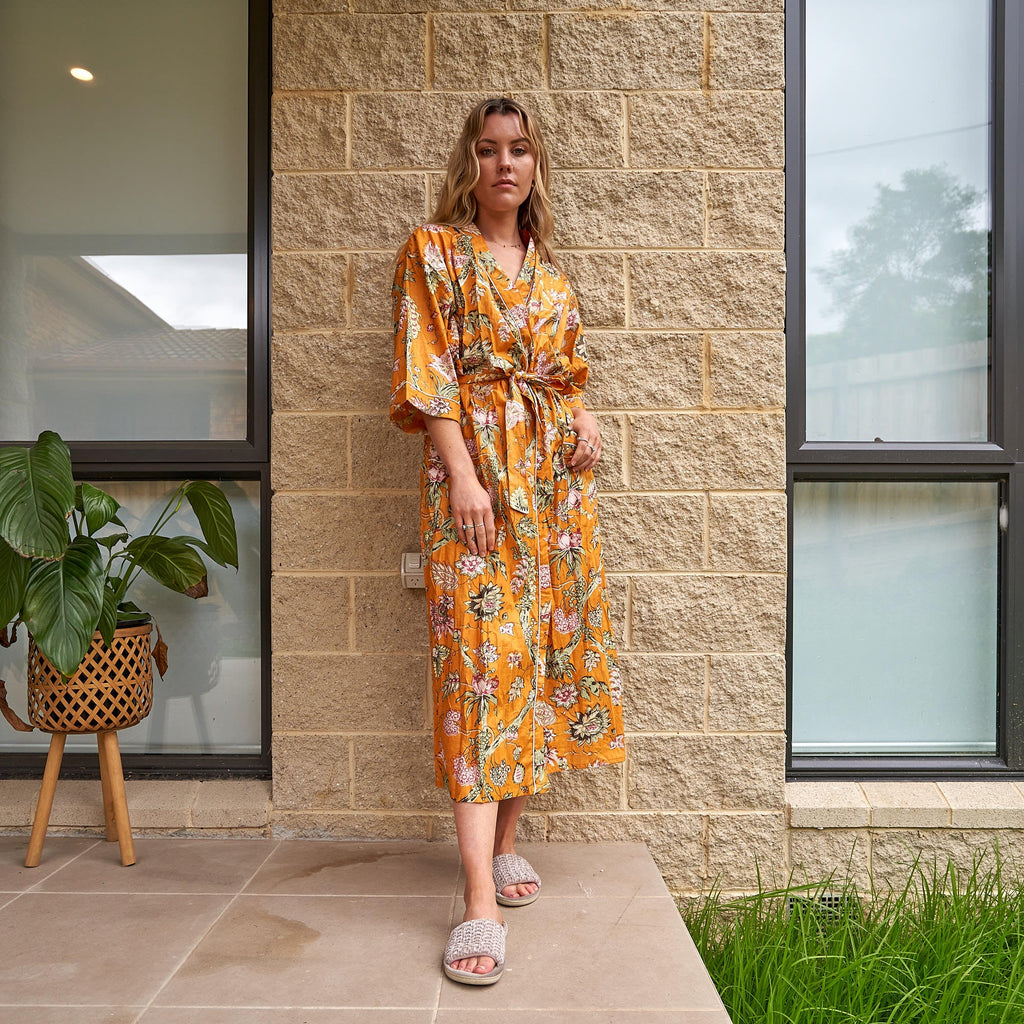 'Timeless Florals' 100% Cotton Kimono Robe