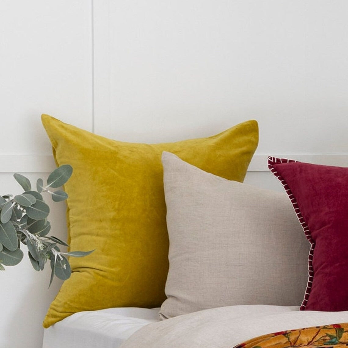 Linen Connections Luxury Velvet Cushion Covers - Yellow