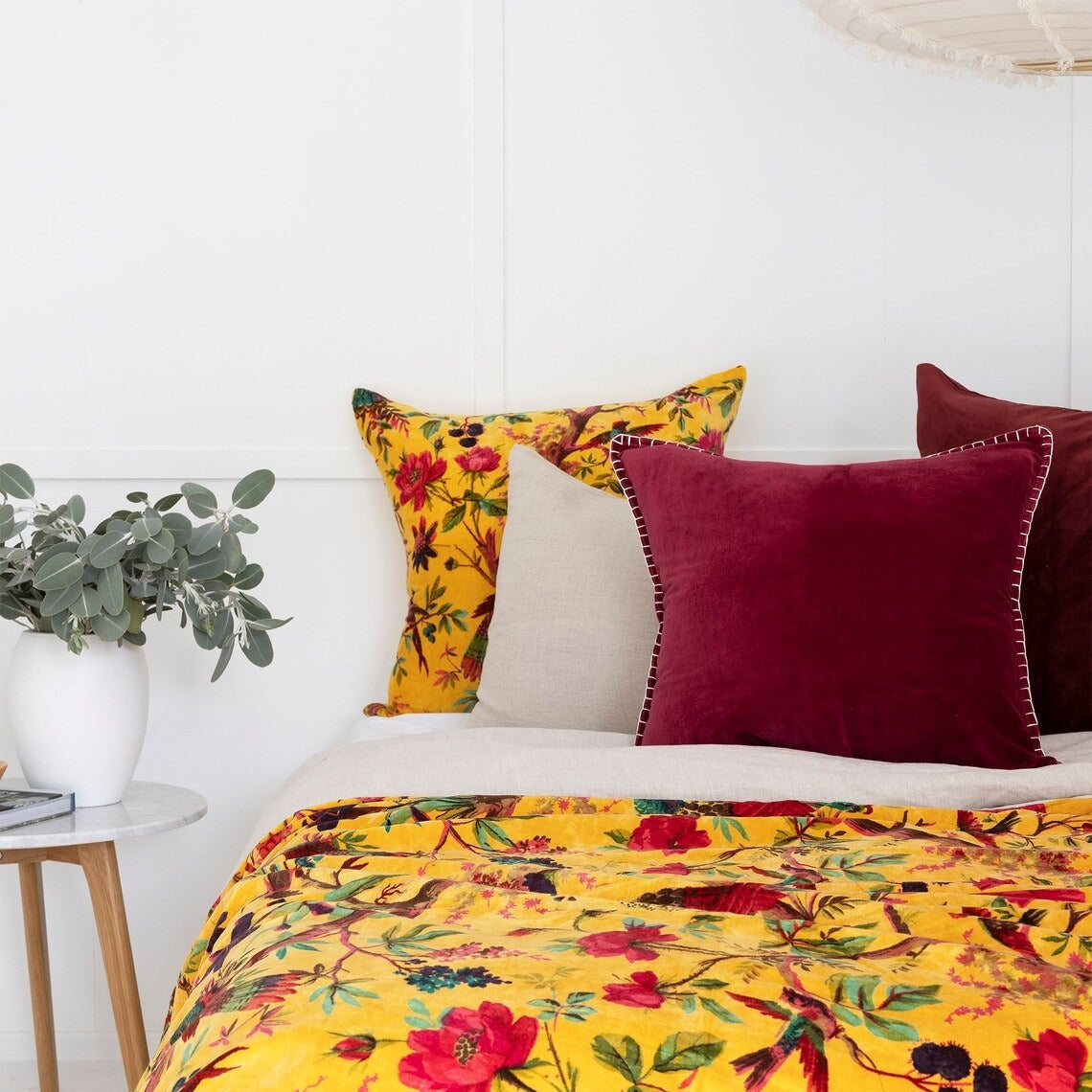 Mexican Velvet Cotton Throw Frida Sunflower Yellow