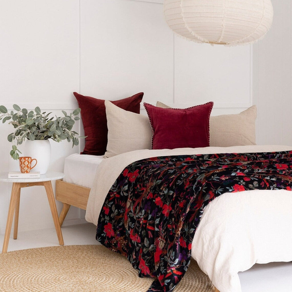 Mexican Velvet Cotton Throw Frida Indigo