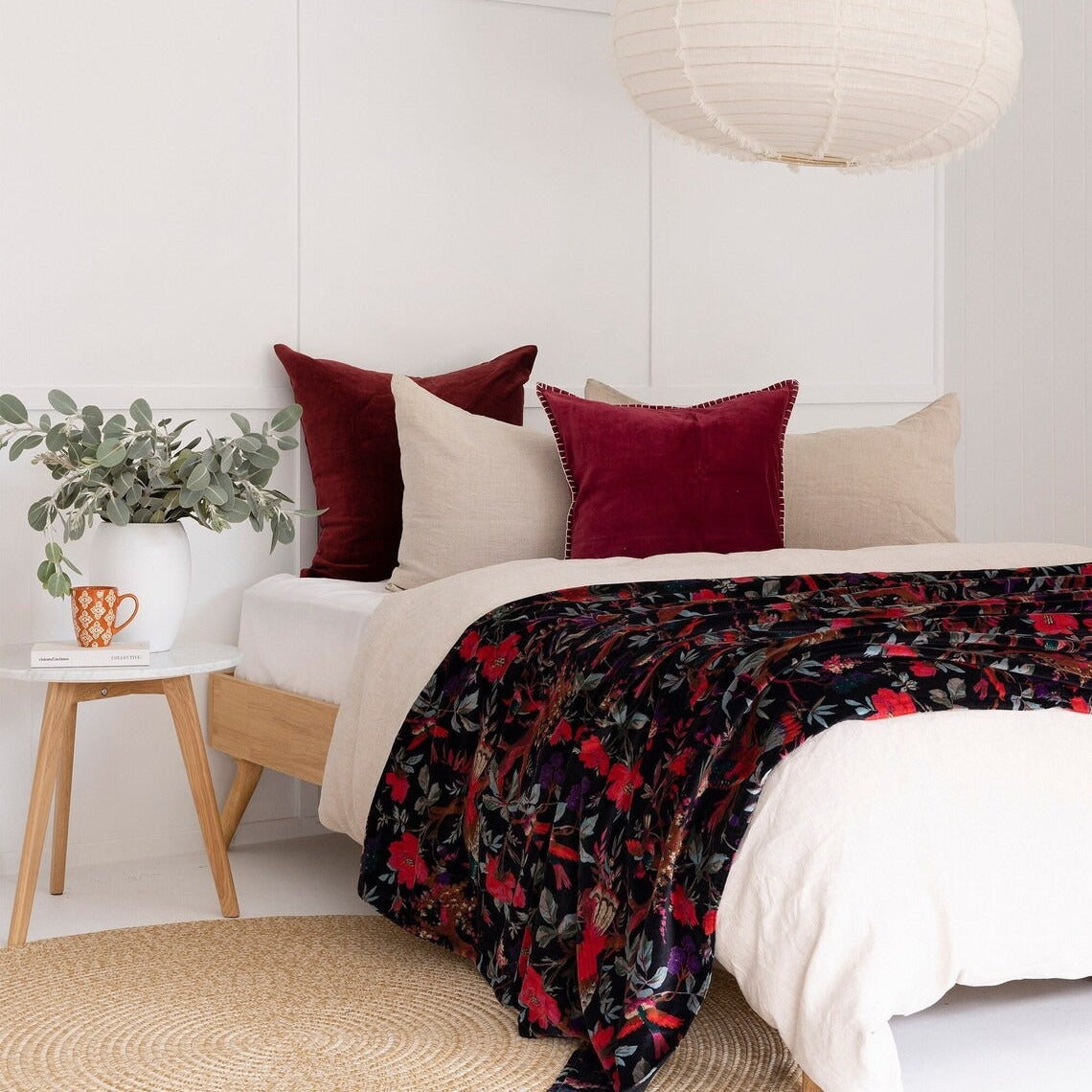 Mexican Velvet Cotton Throw Frida Indigo