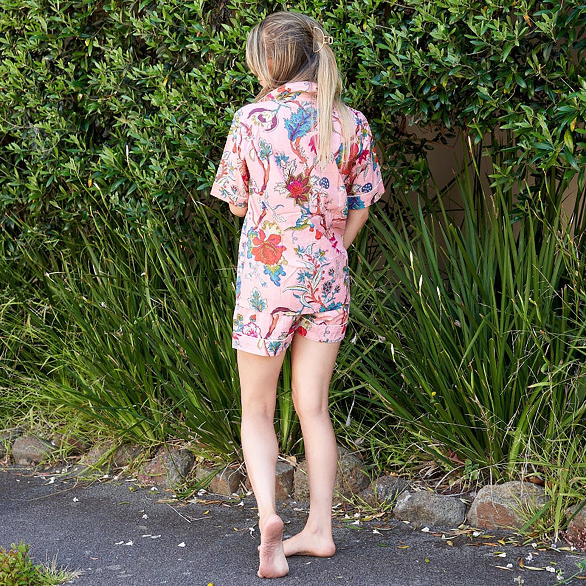'Beachside Blooms' 100% Cotton Pyjama Shorts Set