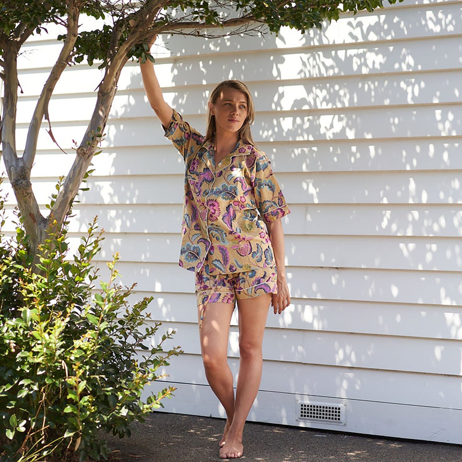 'Floral Chic' 100% Cotton Pyjama Shorts Set