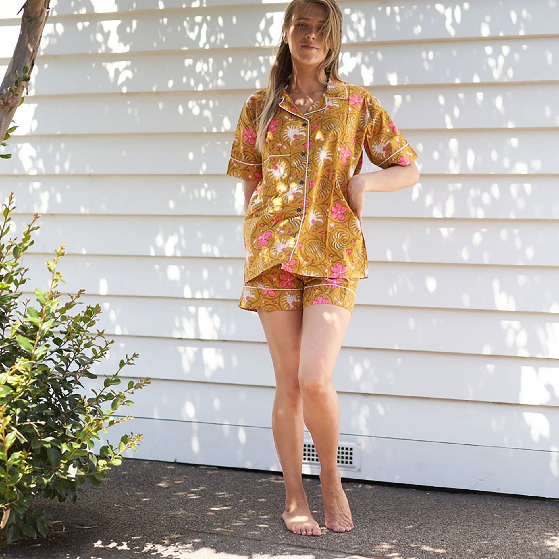 'Botanical Retreat' 100% Cotton Pyjama Shorts Set
