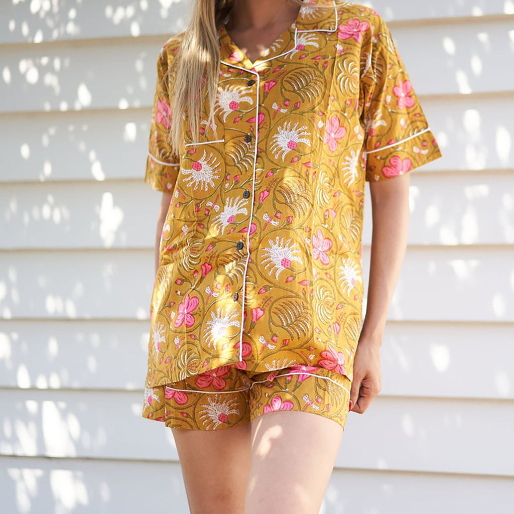 'Botanical Retreat' 100% Cotton Pyjama Shorts Set