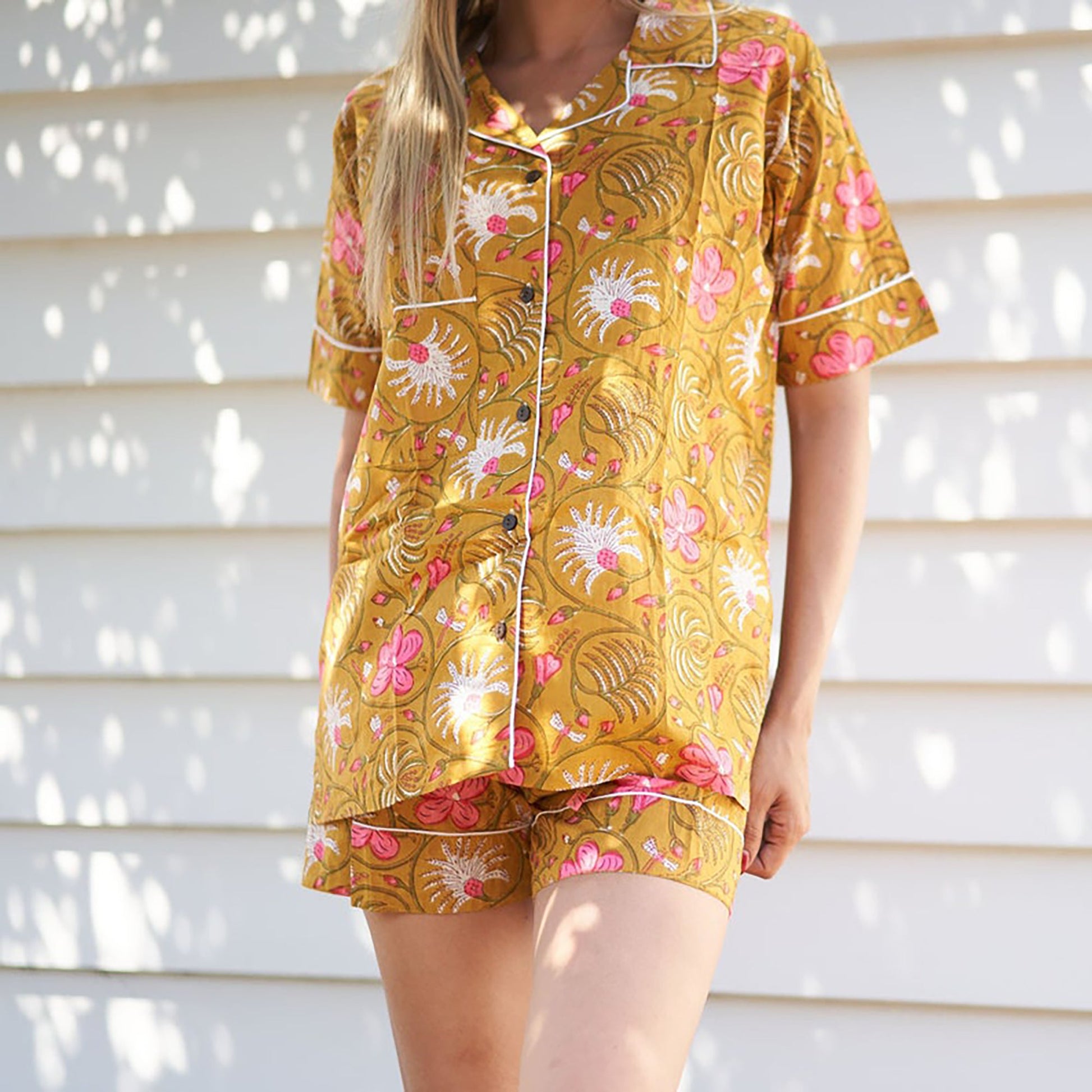 'Botanical Retreat' 100% Cotton Pyjama Shorts Set