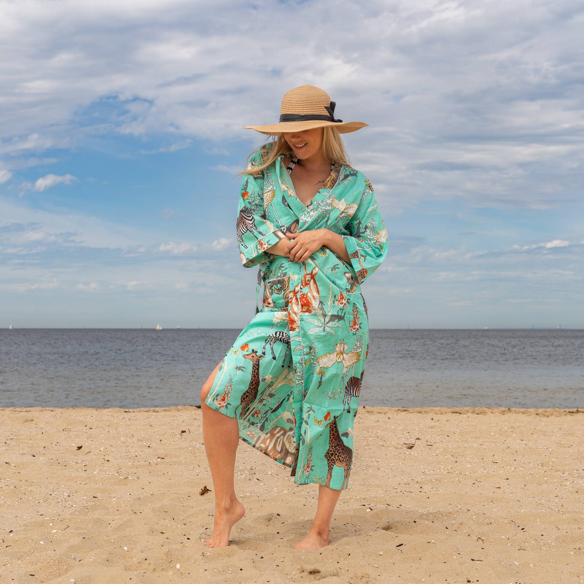 BOHO GREENS' Women's Cotton Kimono Robe