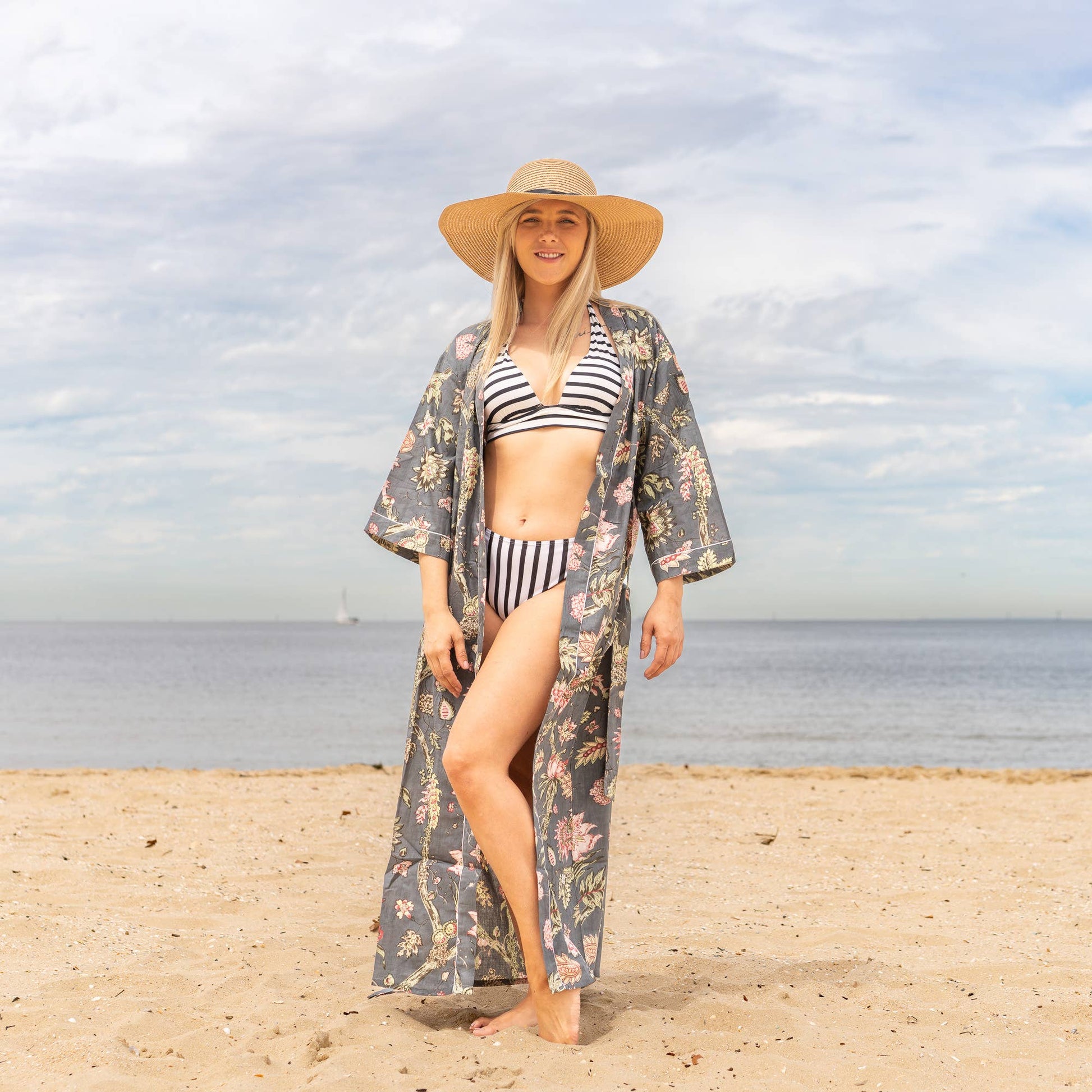 FLORAL BLISS' Women's Cotton Kimono Robe