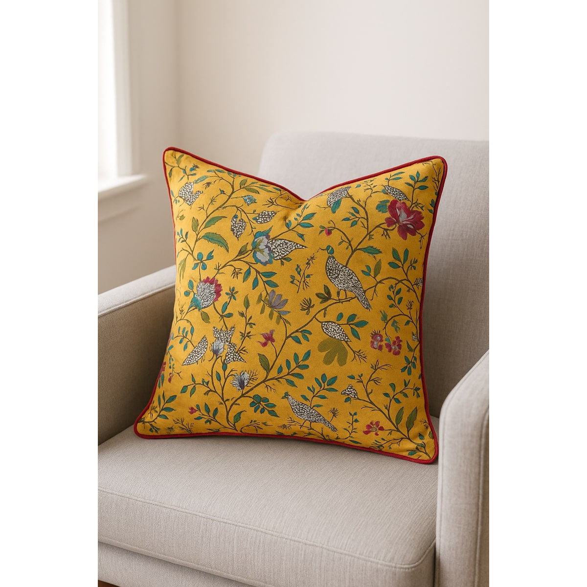 'Nature's Melody' 100% Handmade Cotton Cushion Cover