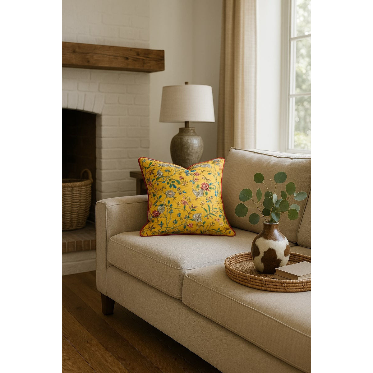'Nature's Melody' 100% Handmade Cotton Cushion Cover