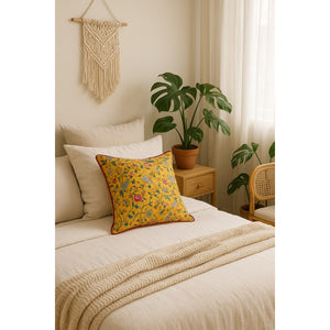 'Nature's Melody' 100% Handmade Cotton Cushion Cover