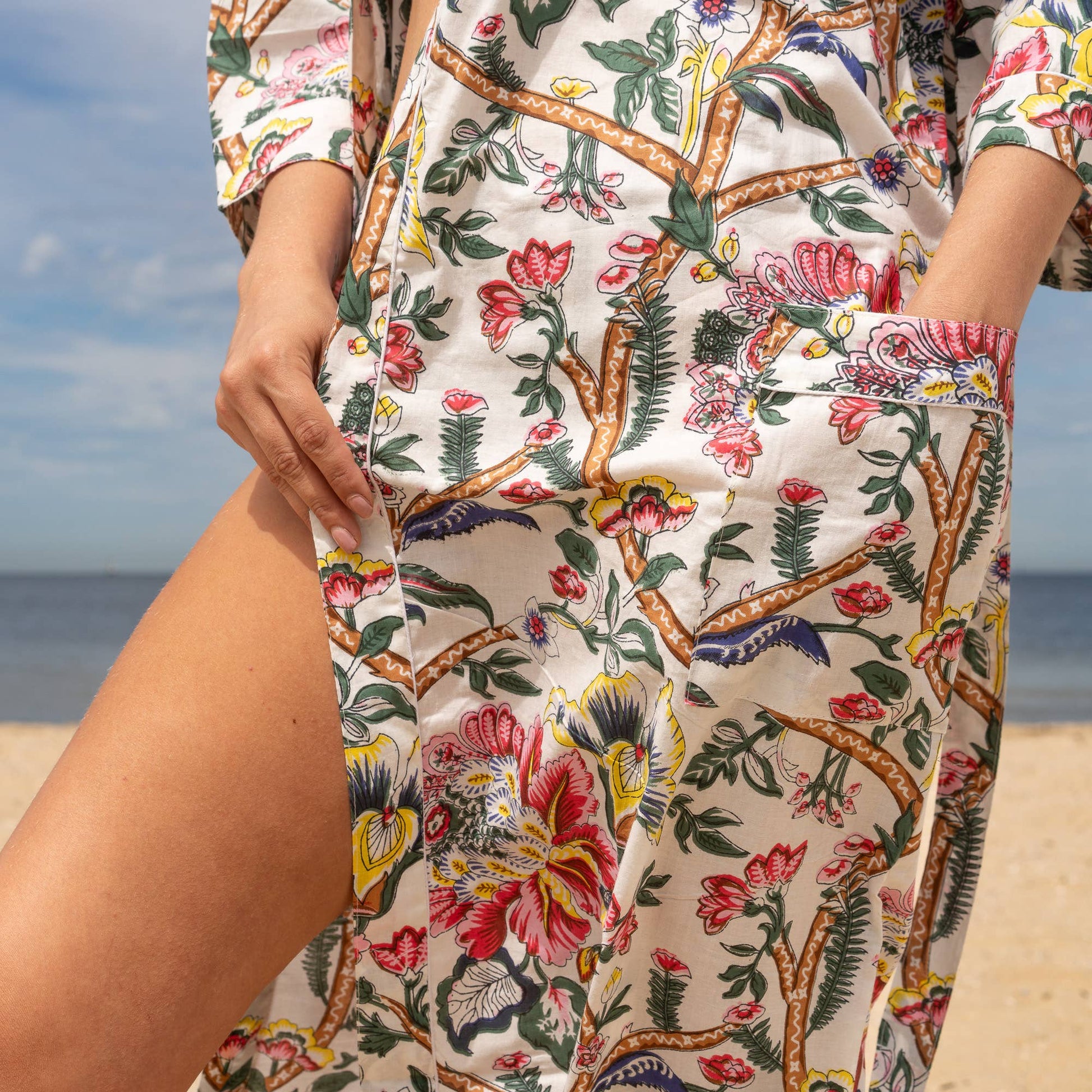 FLORAL ANTHRO' Women's Cotton Kimono Robe