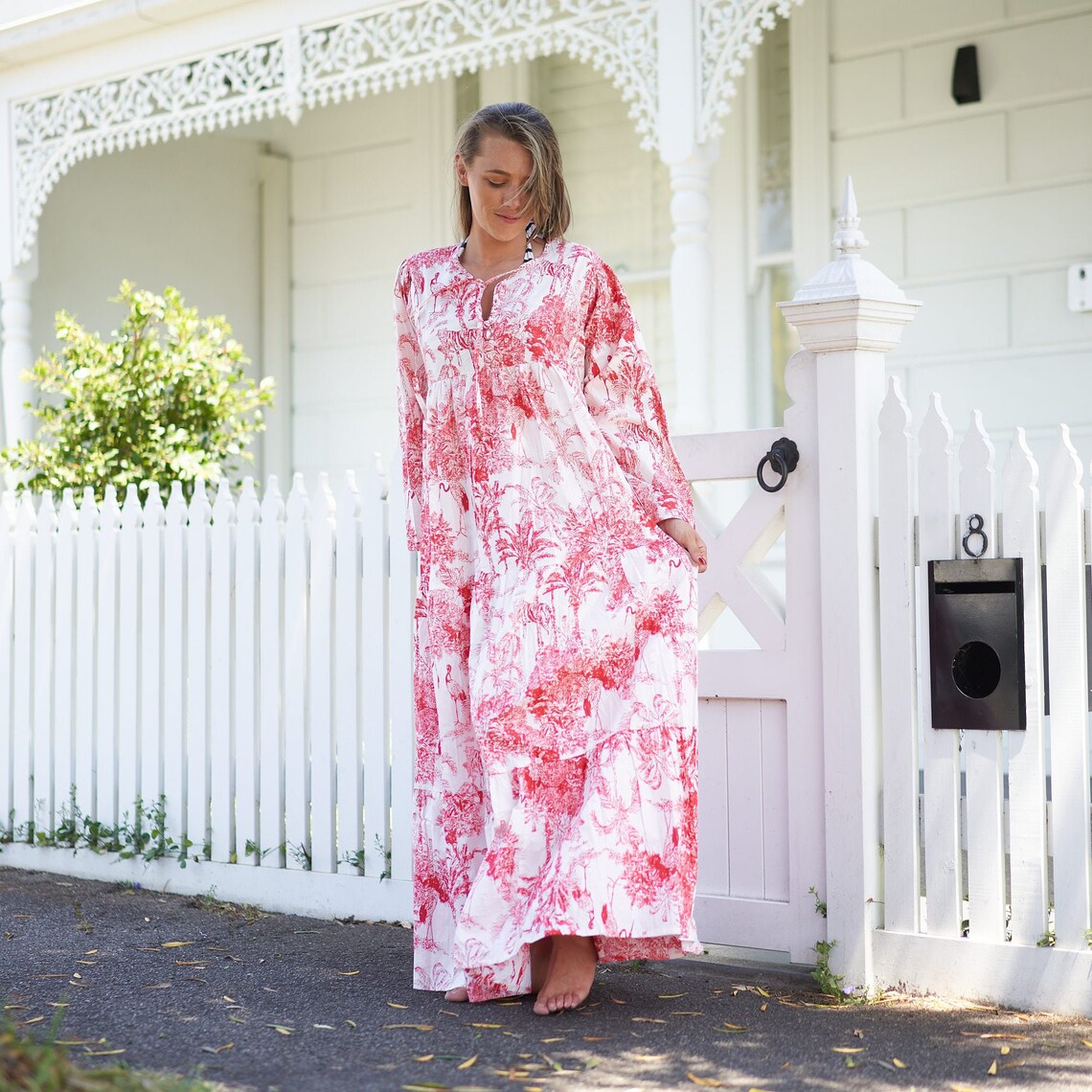 'Vintage Botanicals' 100% Cotton Maxi Dress