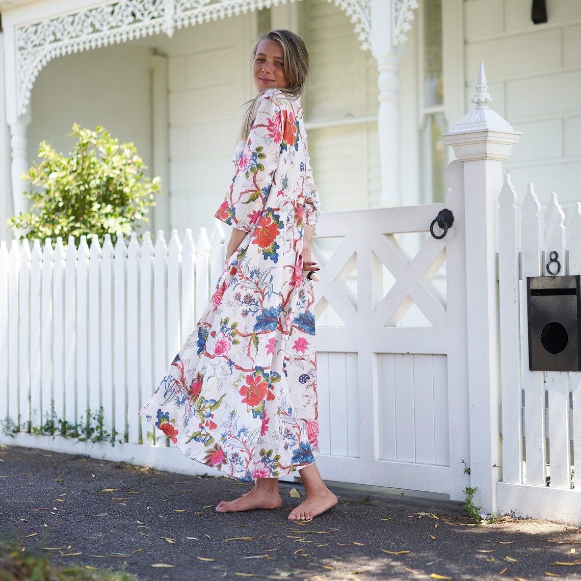 'Coastal Charm' 100% Cotton Maxi Dress