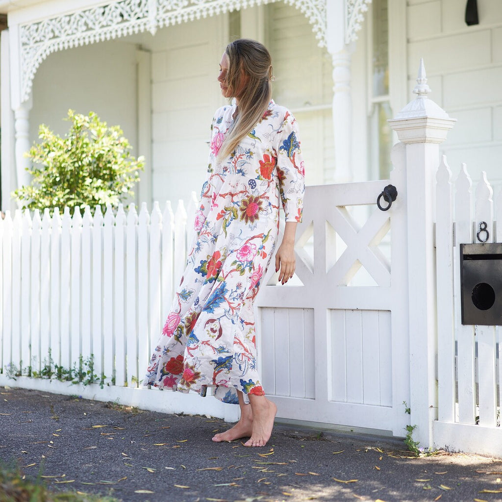 'Coastal Charm' 100% Cotton Maxi Dress