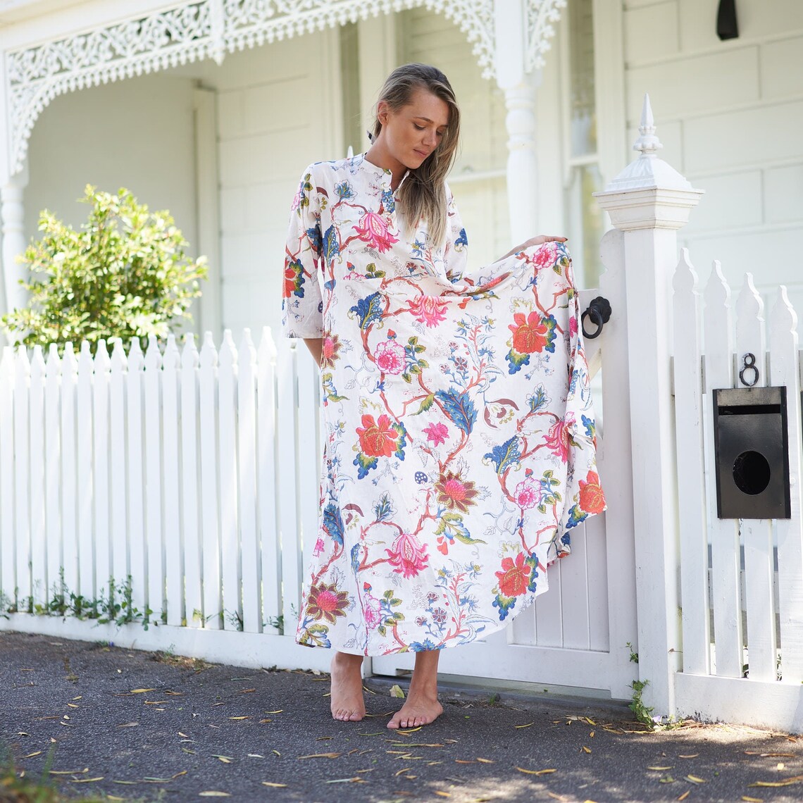 'Coastal Charm' 100% Cotton Maxi Dress
