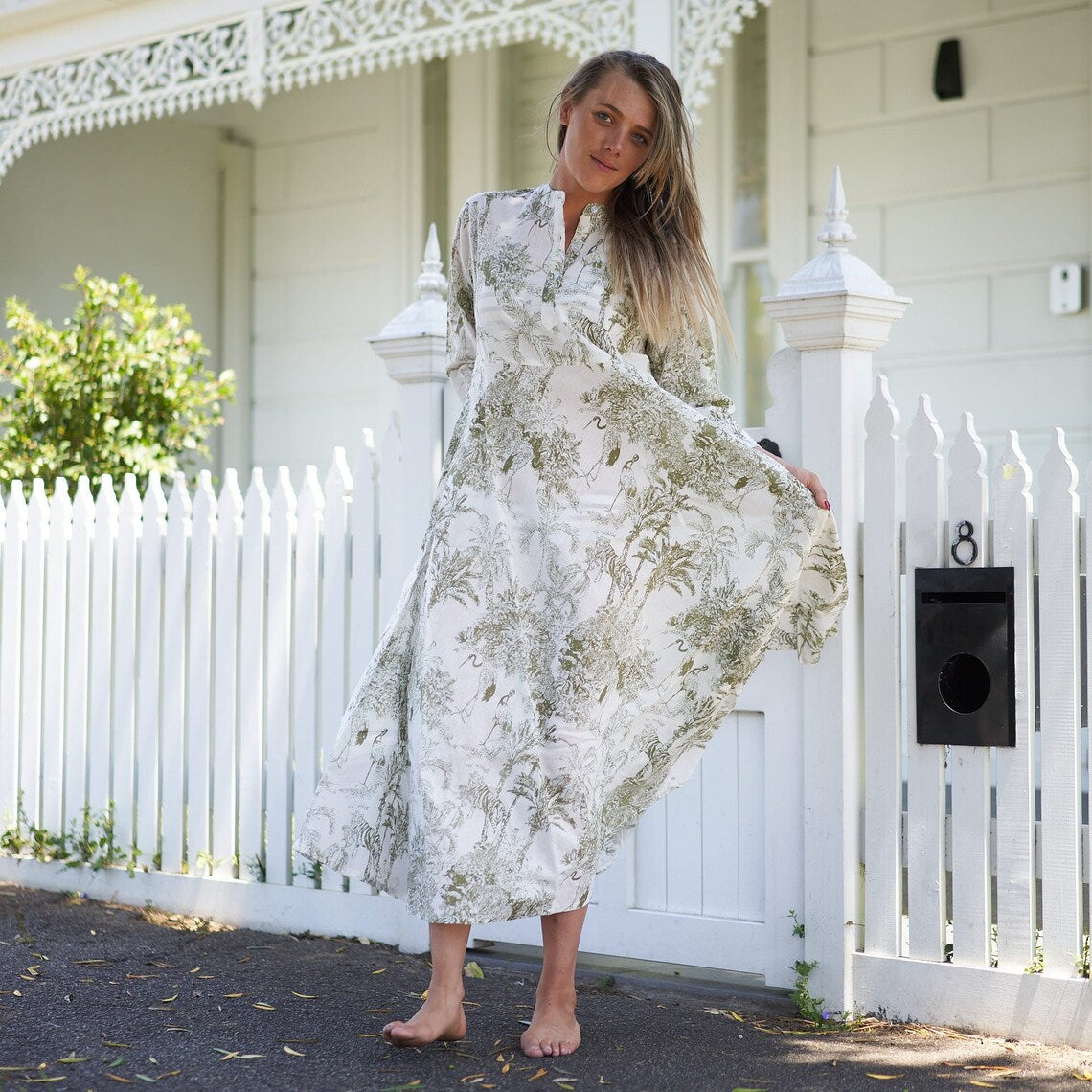 'Timeless Tranquility' 100% Cotton Maxi Dress
