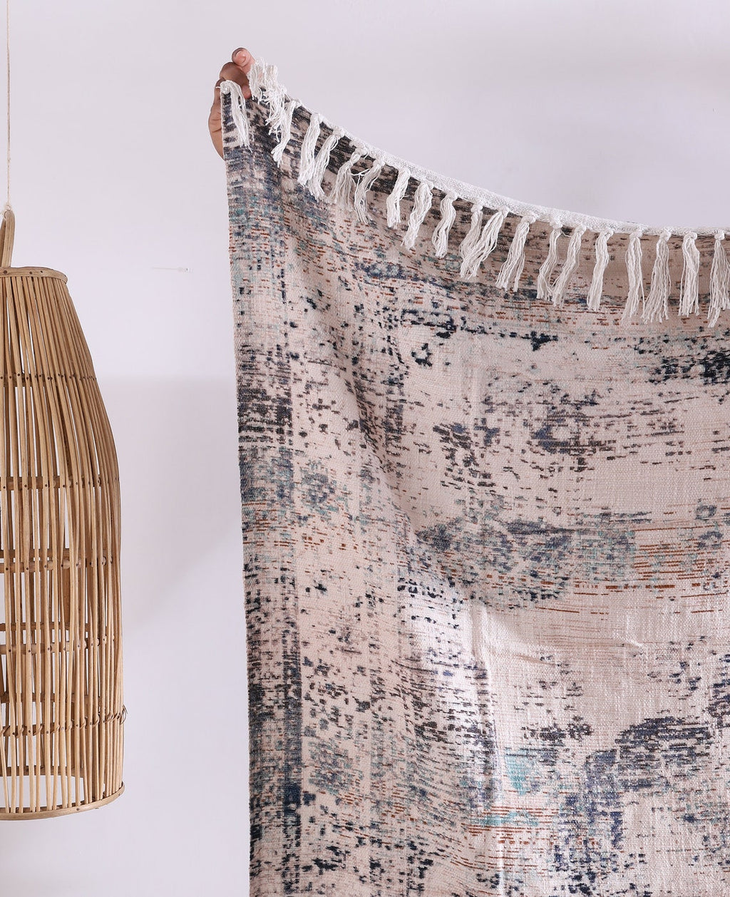 Luxury Cotton Throw Wool Rug Blanket - Boho White