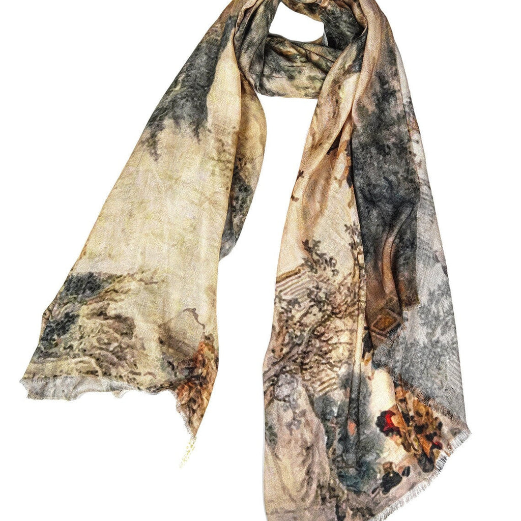 Silk Modal Scarf - Beige/Grey