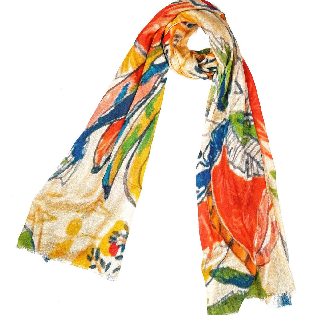 Silk Modal Scarf - Cream/Yellow