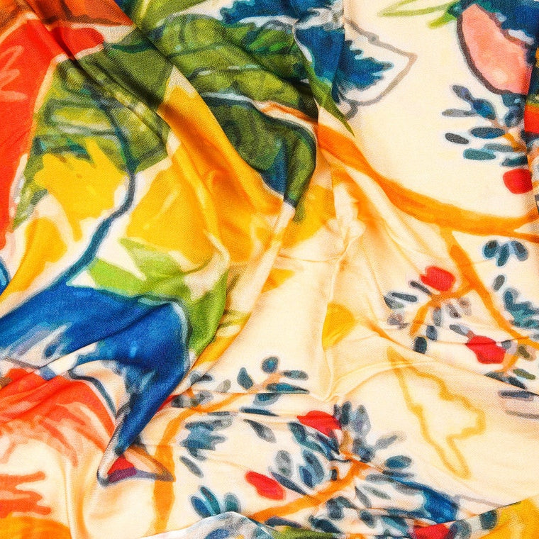 Silk Modal Scarf - Cream/Yellow