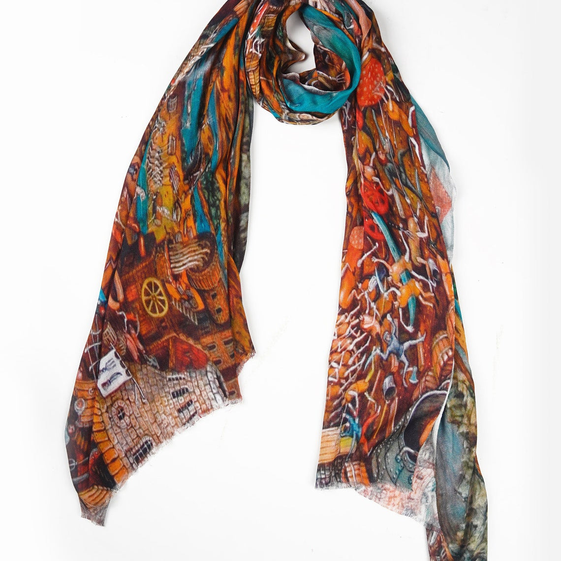 Silk Modal Scarf - Brown/Blue