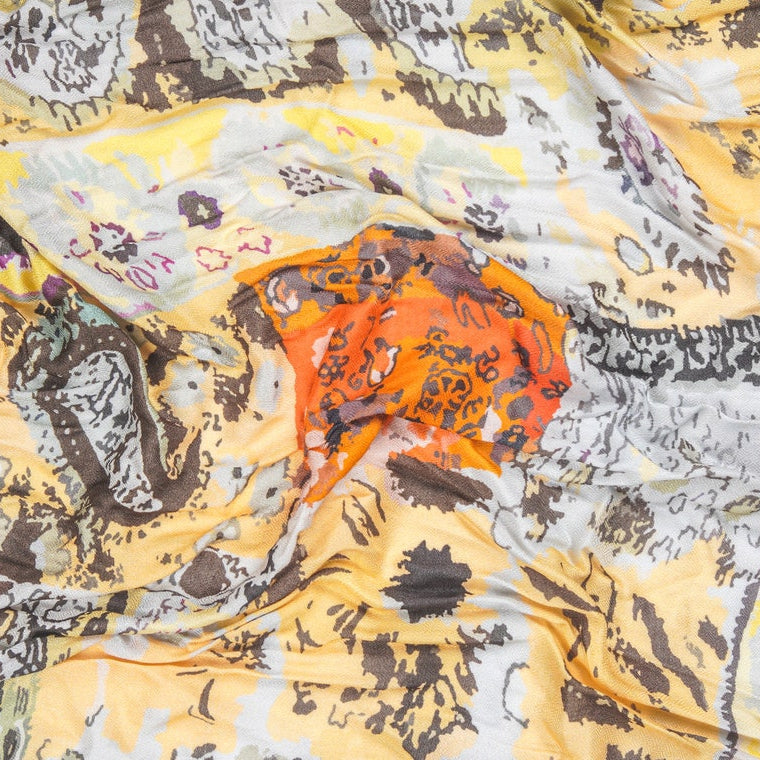Silk Modal Scarf - White/Yellow