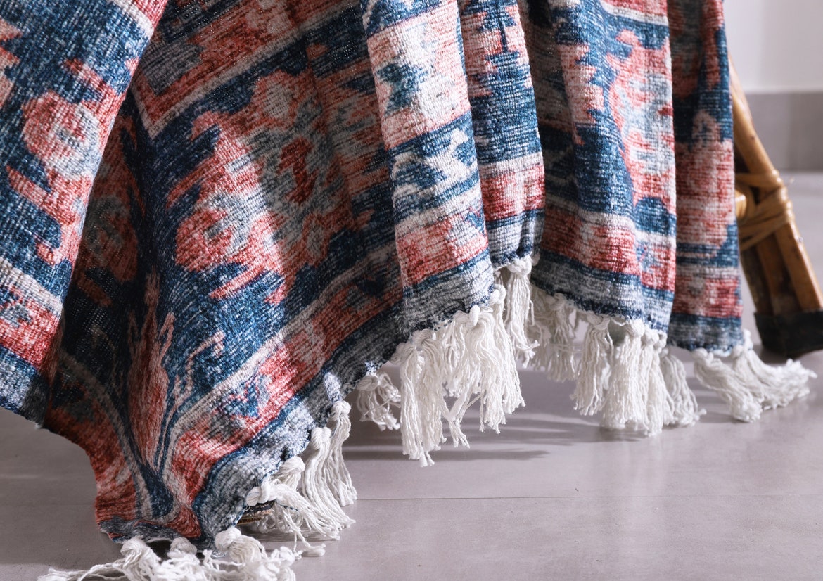 Luxury Rustic Wool Rug - Home Decor (Blue)