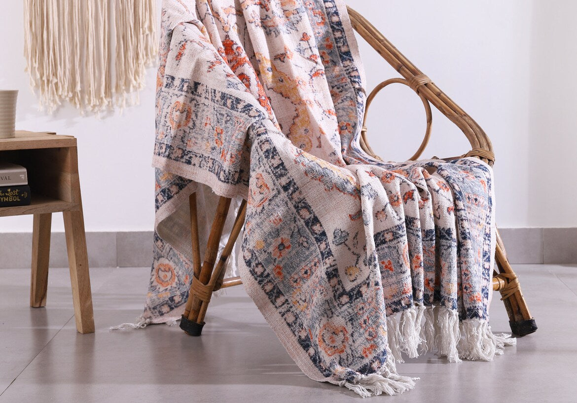 Luxury Cotton Throw Wool Rug Blanket - Boho Serene