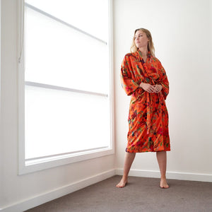 'Floral Fairytale' 100% Cotton Velvet Kimono Robe
