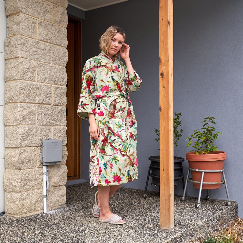 'Luxe Lounge' 100% Cotton Velvet Kimono Robe