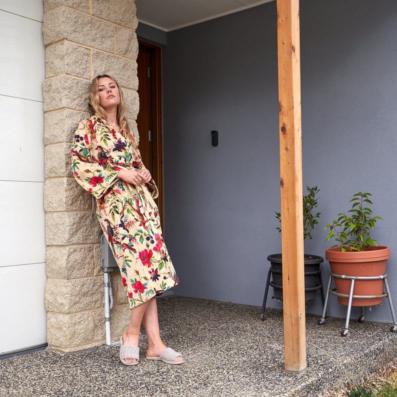 'Sumptuous Sanctuary' 100% Cotton Velvet Kimono Robe