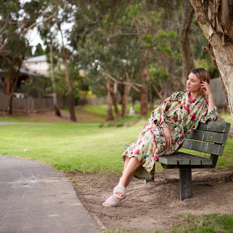 'Floral Opulence' 100% Cotton Velvet Kimono Robe