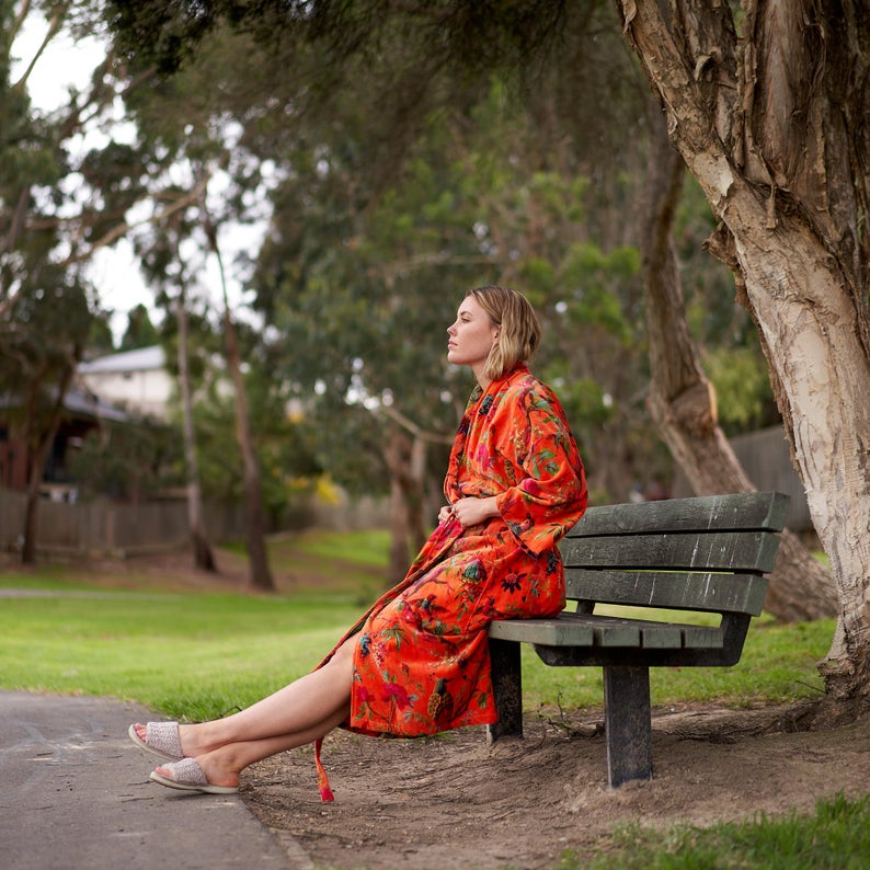 'Timeless Elegance' 100% Cotton Velvet Kimono Robe