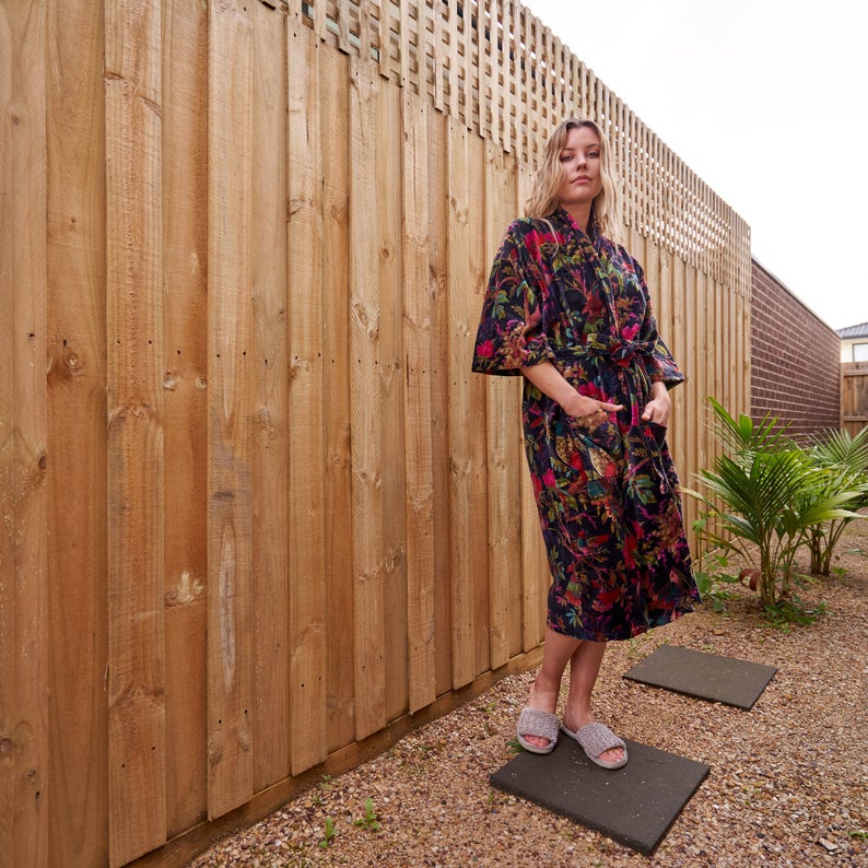 'Lavish Luxury' 100% Cotton Velvet Kimono Robe
