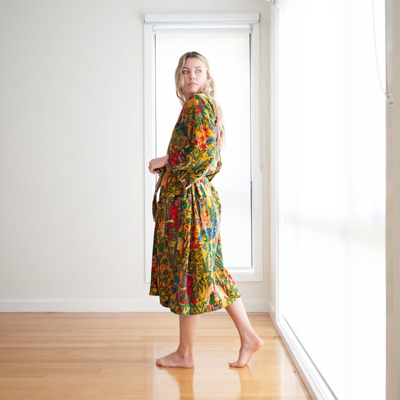 'Soft Sophistication' 100% Cotton Velvet Kimono Robe