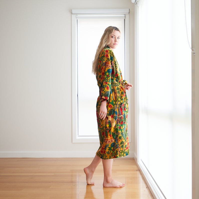 'Soft Sophistication' 100% Cotton Velvet Kimono Robe