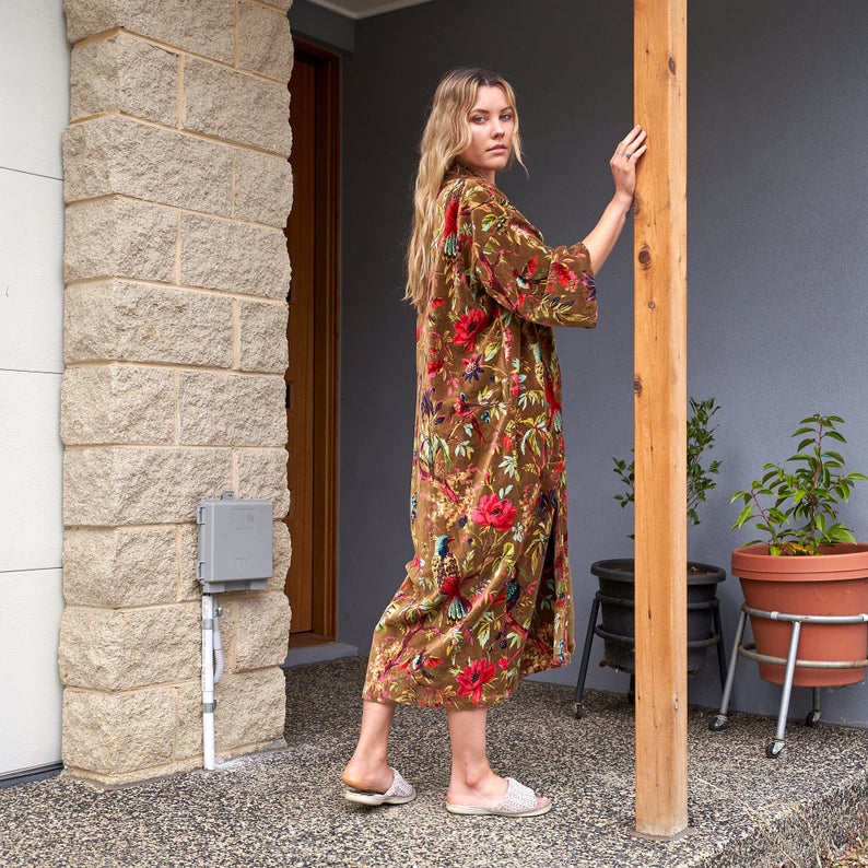 'Velveteen Dreams' 100% Cotton Velvet Kimono Robe