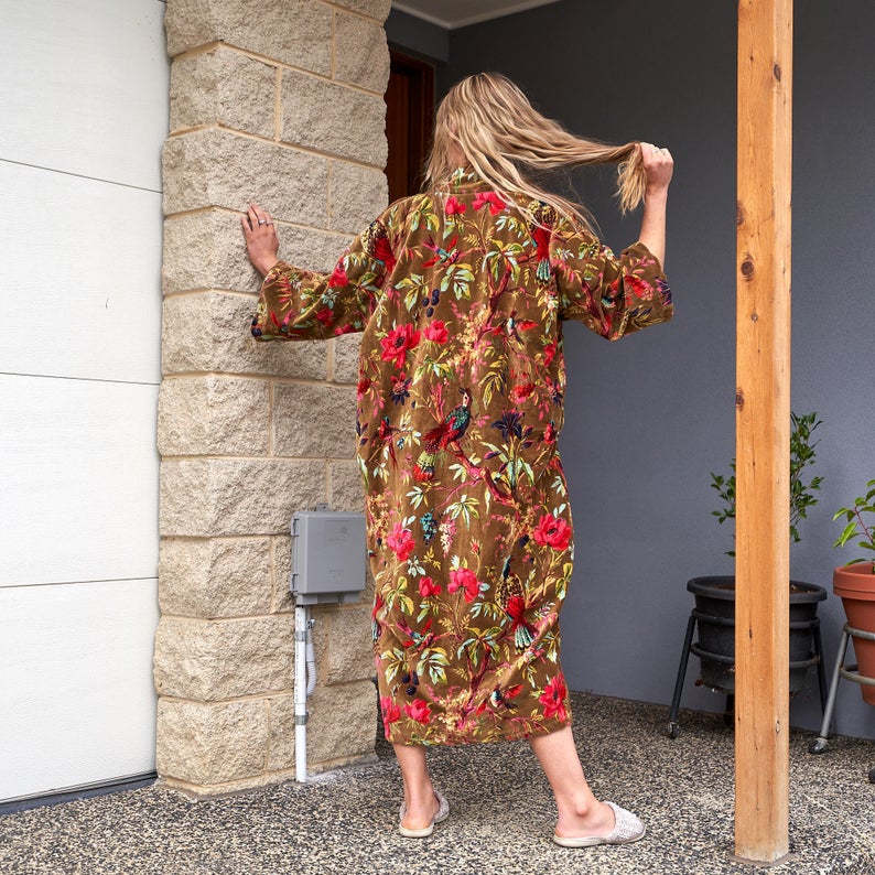 'Velveteen Dreams' 100% Cotton Velvet Kimono Robe