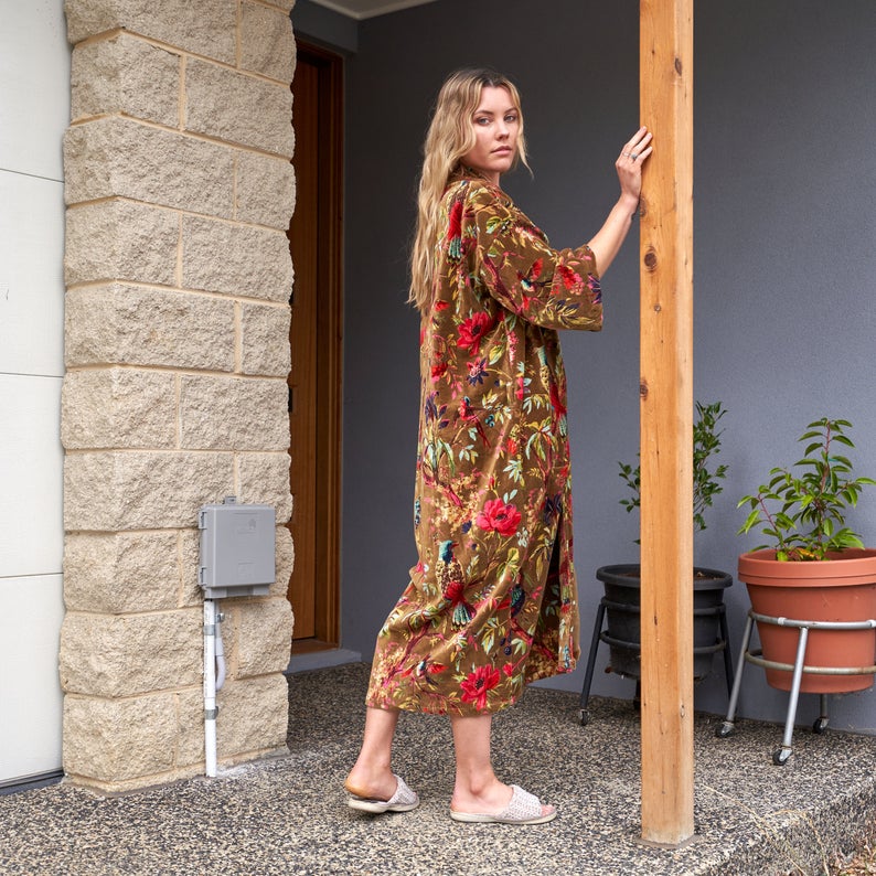 'Velveteen Dreams' 100% Cotton Velvet Kimono Robe