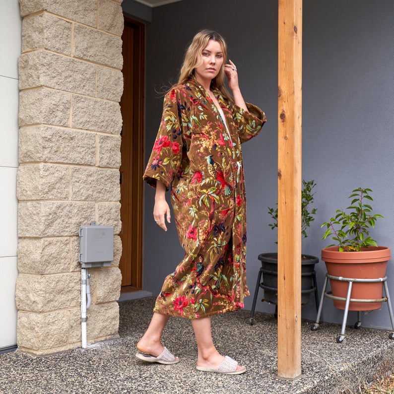 'Velveteen Dreams' 100% Cotton Velvet Kimono Robe