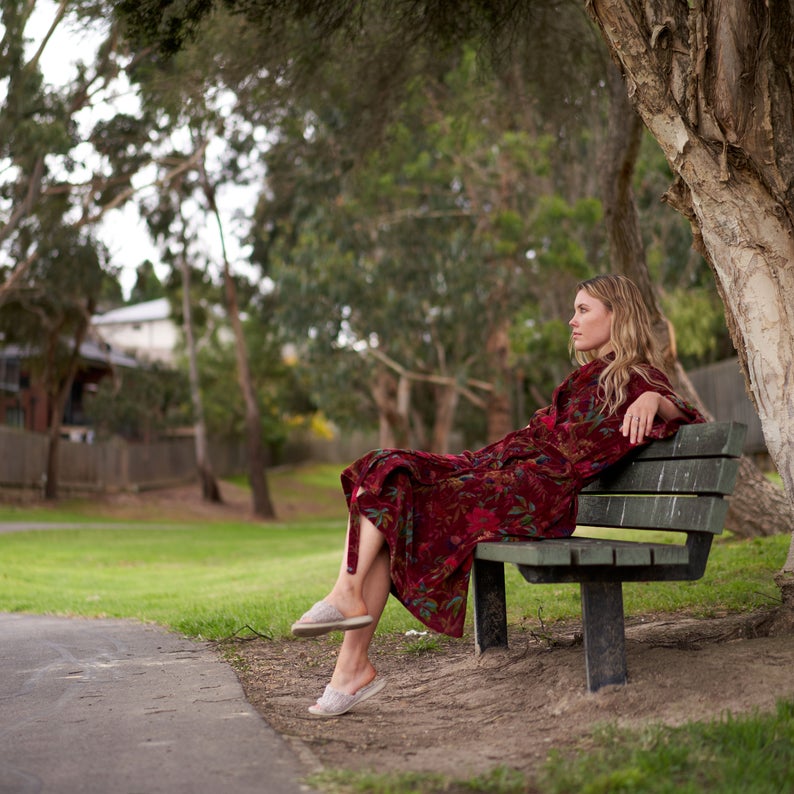 'Sophisticated Splendour' 100% Cotton Velvet Kimono Robe