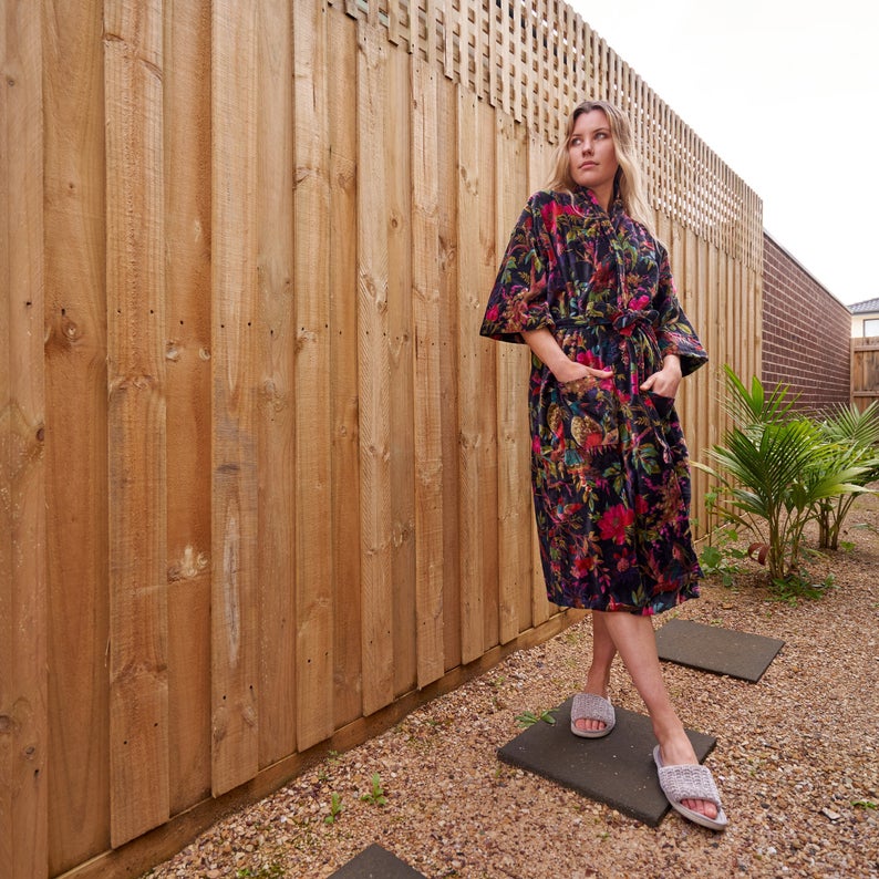 'Lavish Luxury' 100% Cotton Velvet Kimono Robe