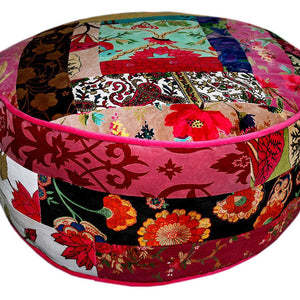 Velvet Patchwork Cushion Cover Ottoman Pouffe - Boho Bliss
